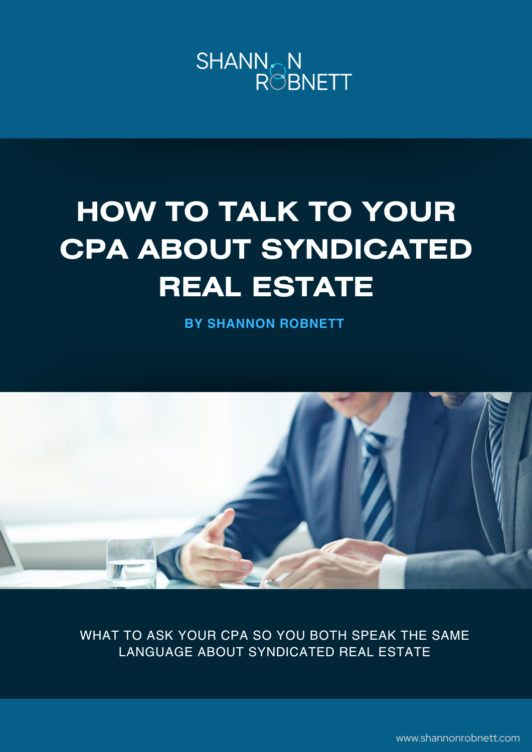 How to Talk to Your CPA About Syndicated Real Estate — eBook cover