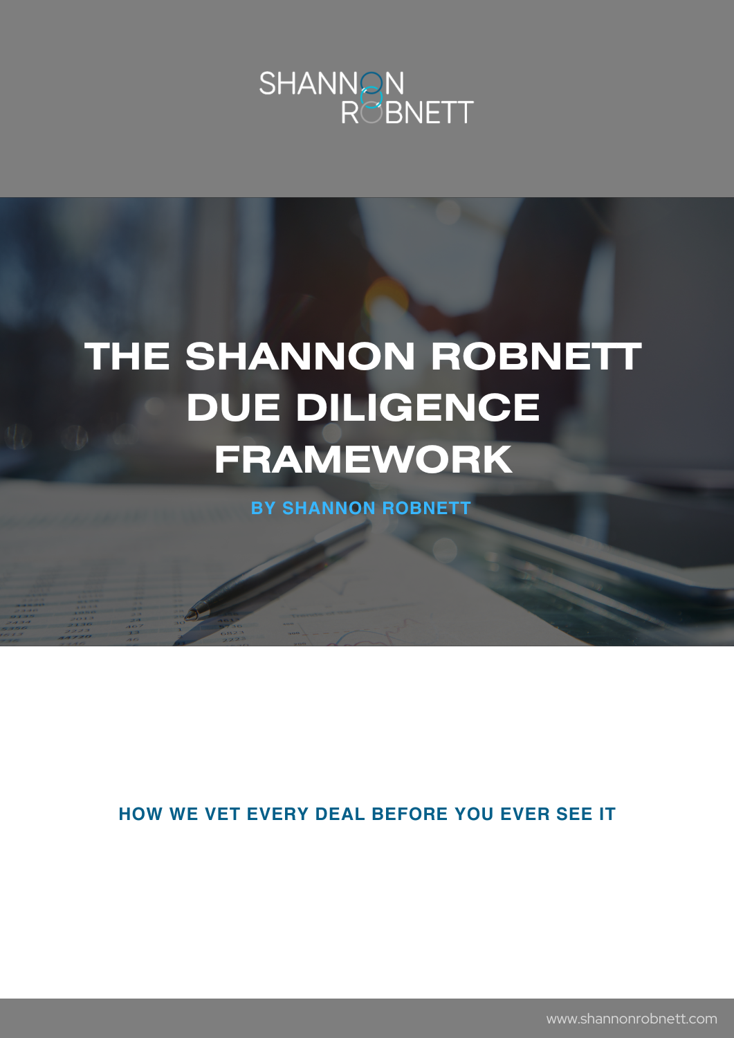 The Shannon Robnett Due Diligence Framework — eBook cover