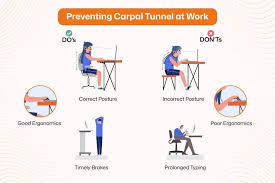 Infographic on the dos and don'ts for carpal tunnel prevention at work