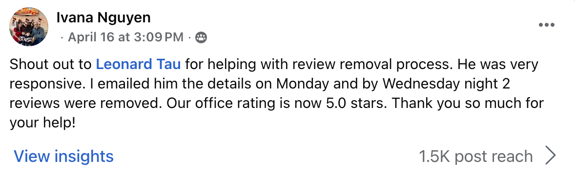 Dental practice testimonial