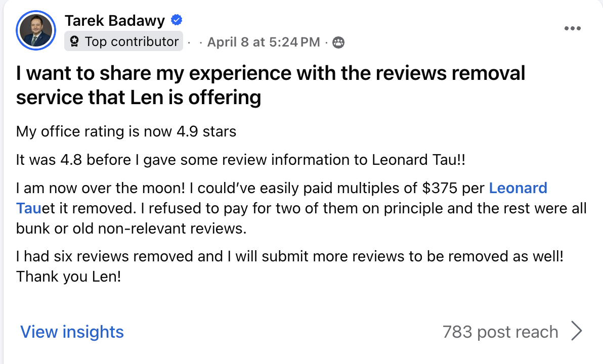 Dental practice testimonial