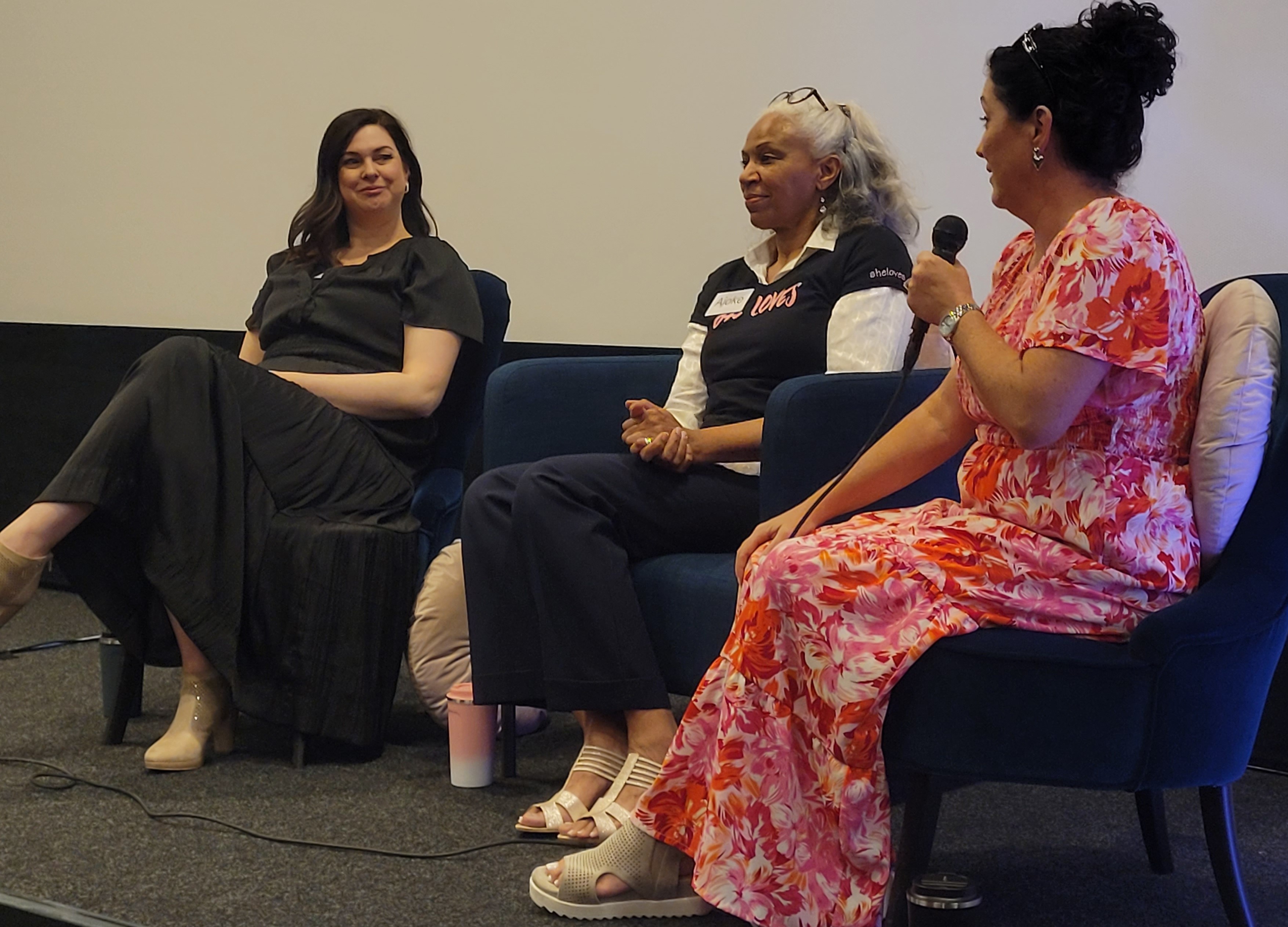 Pastor Martina Bolliger, Worship Leader joke Harewood, Mary Malone  at She Loves ruth Conference June 2025