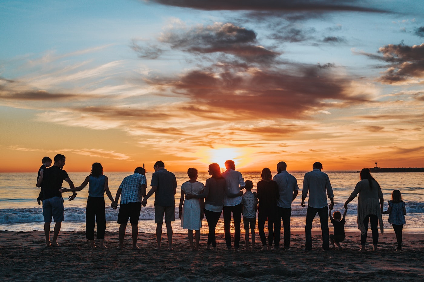 A family together at golden hour