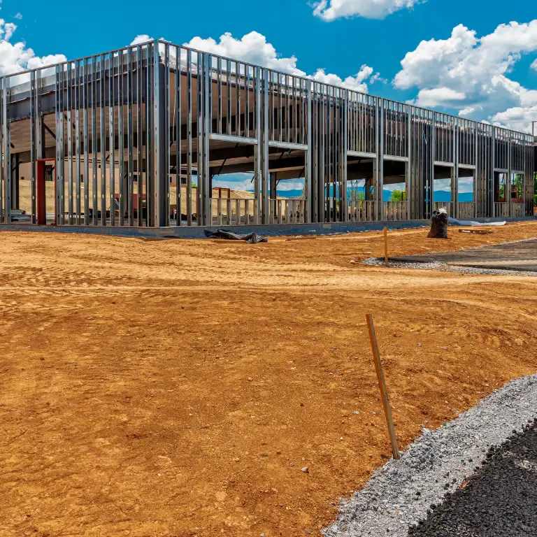Commercial building construction site