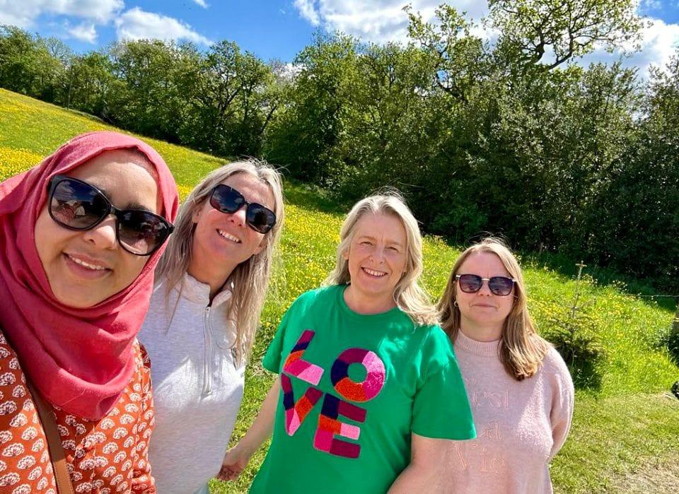 Retreat guests enjoying time together outdoors