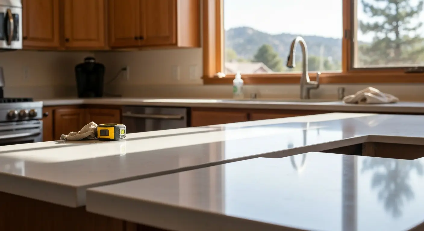 Quartz countertop installation in Boulder area kitchen