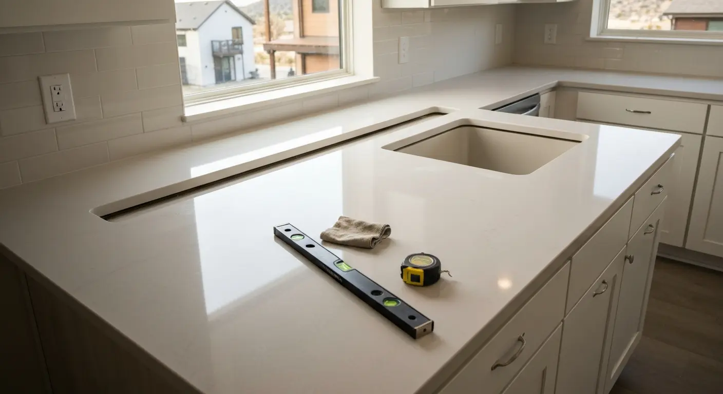 Custom countertop install in modern kitchen