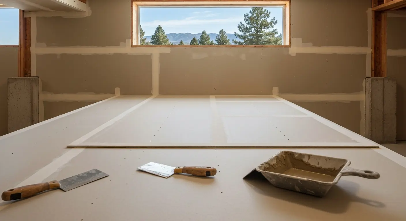 Finished basement drywall installation