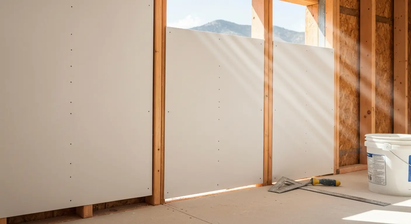 New drywall installation on home framing