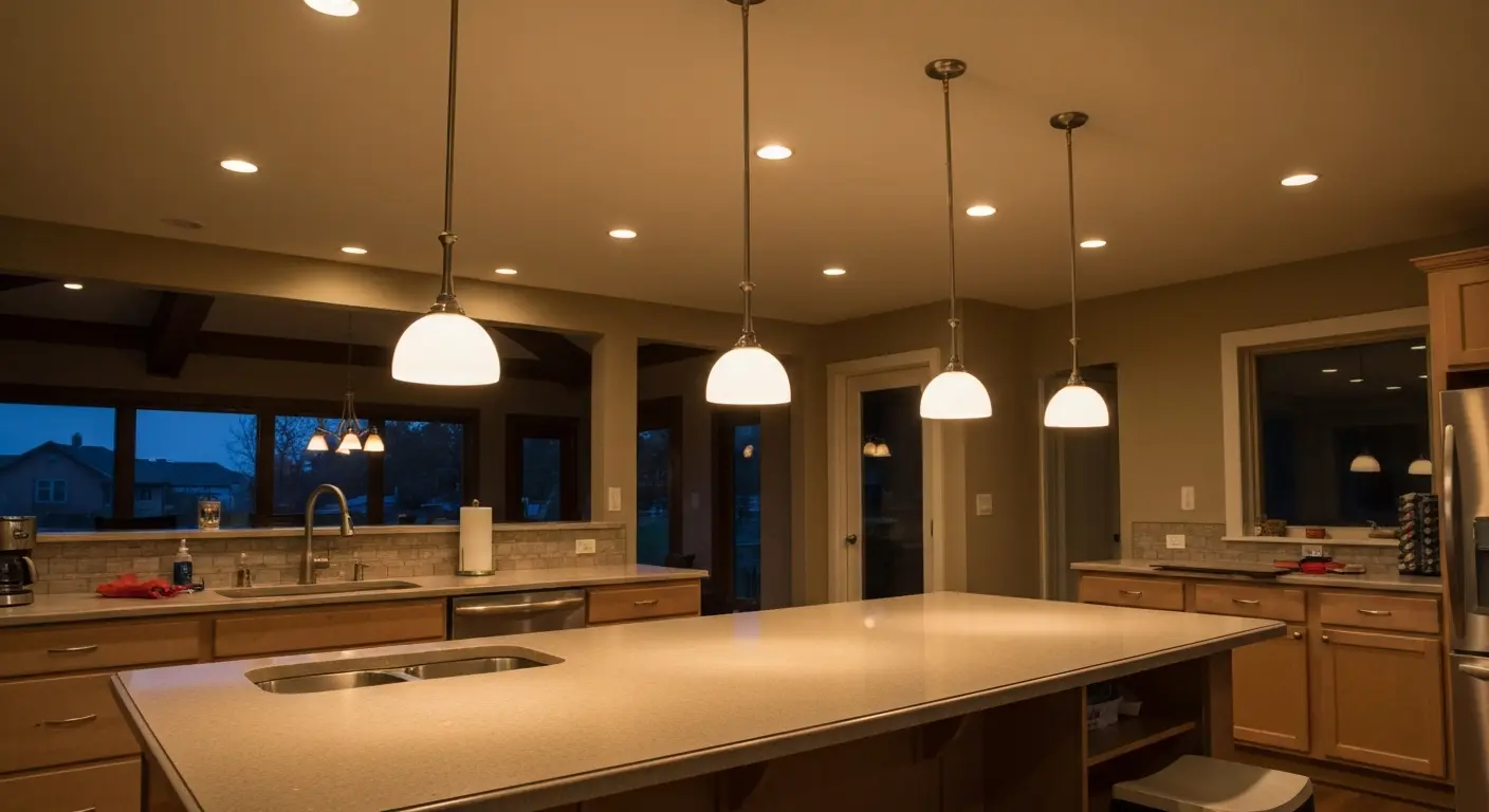 Recessed and pendant kitchen lighting
