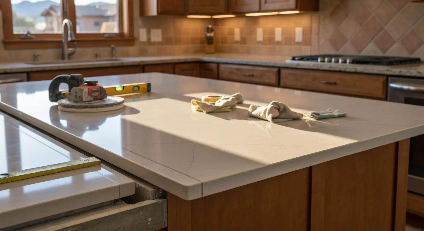 Quartz countertop installation