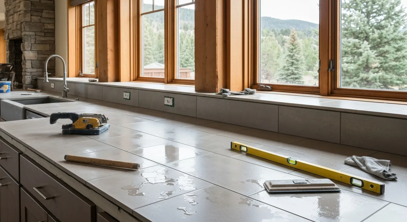 Porcelain tile kitchen installation