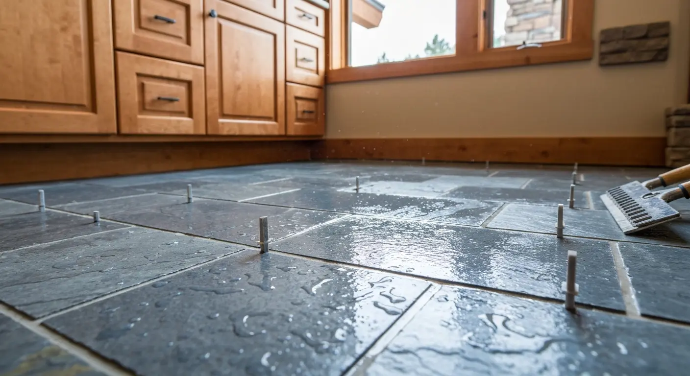 Natural stone bathroom flooring