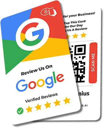 Google review tap card — front and back