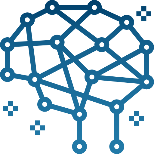 Geometric representation of a brain with interconnected nodes and lines
