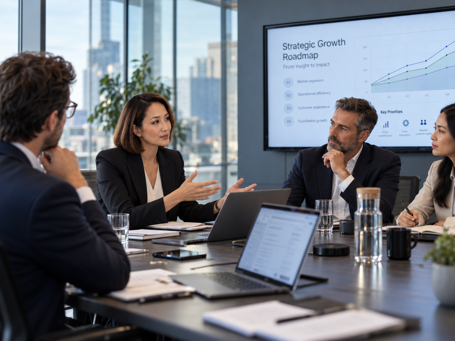 Business strategy meeting for a technology and B2B company