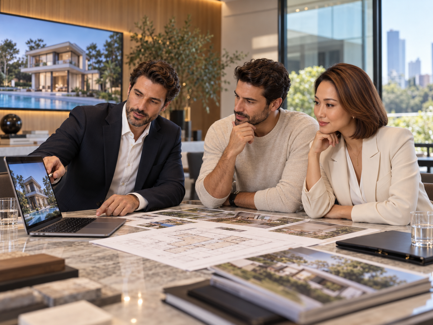 Property consultation between a real estate professional and clients
