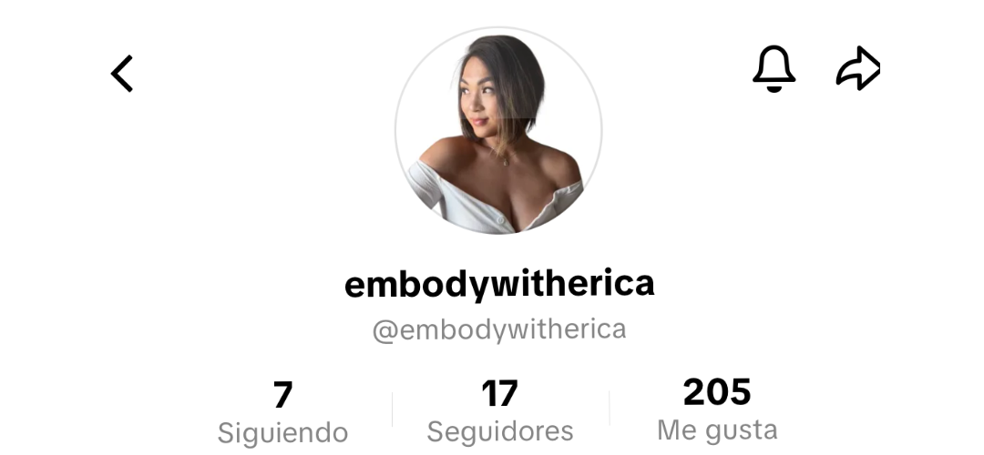 Erica's social media profile before working with Minnie Courtney