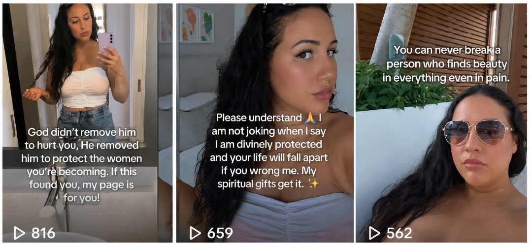 Jacqueline's social media posts and view counts before working with Minnie Courtney