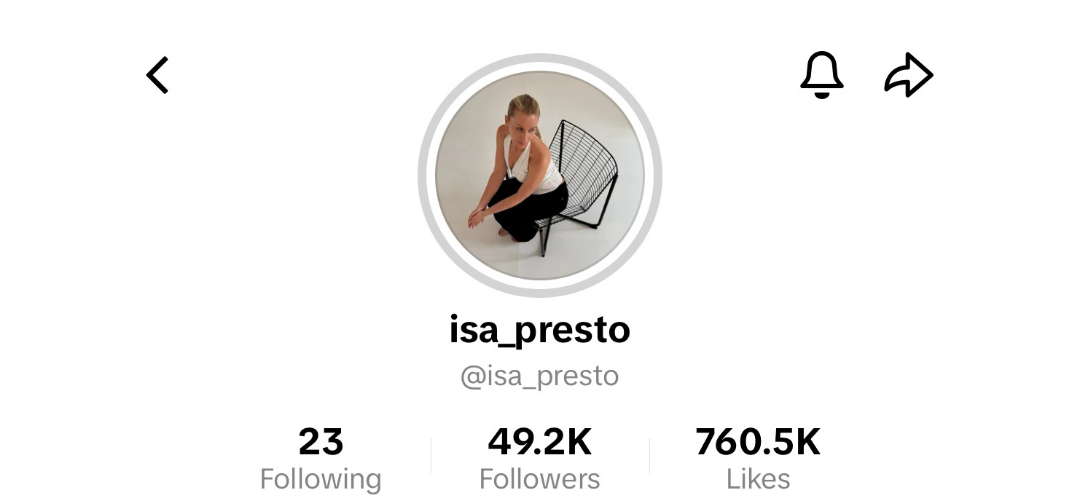 Isabella's social media profile after working with Minnie Courtney