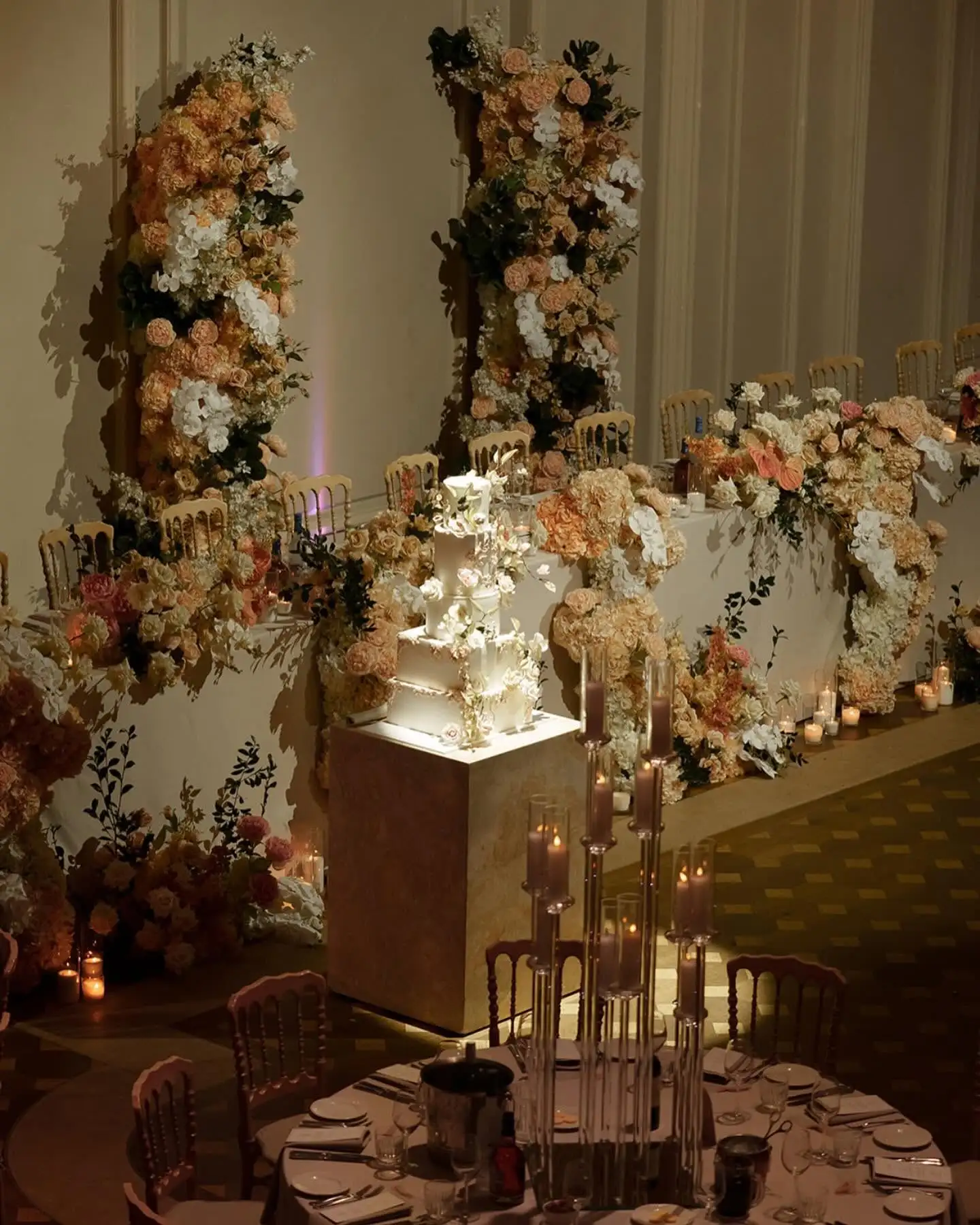 Wedding styling: arbour, bridal table, candlelight