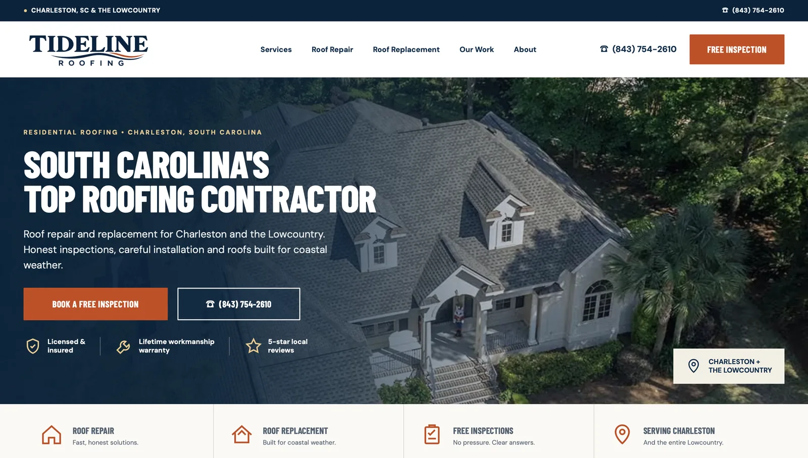 Contractor website hero example
