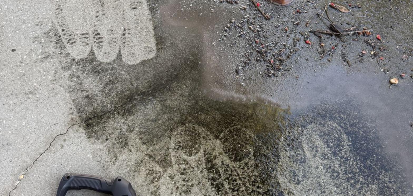 Surface cleaner passes on a driveway