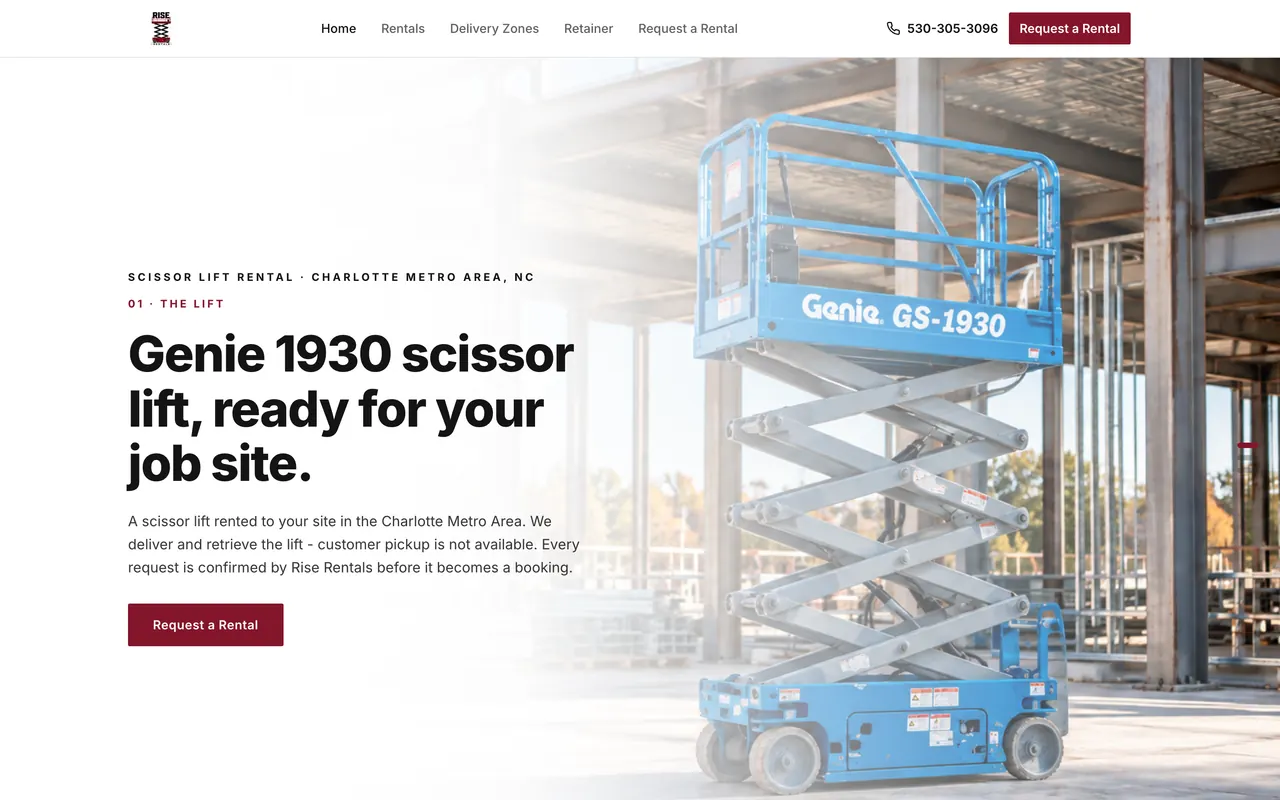Rise Rentals website by GoldWare
