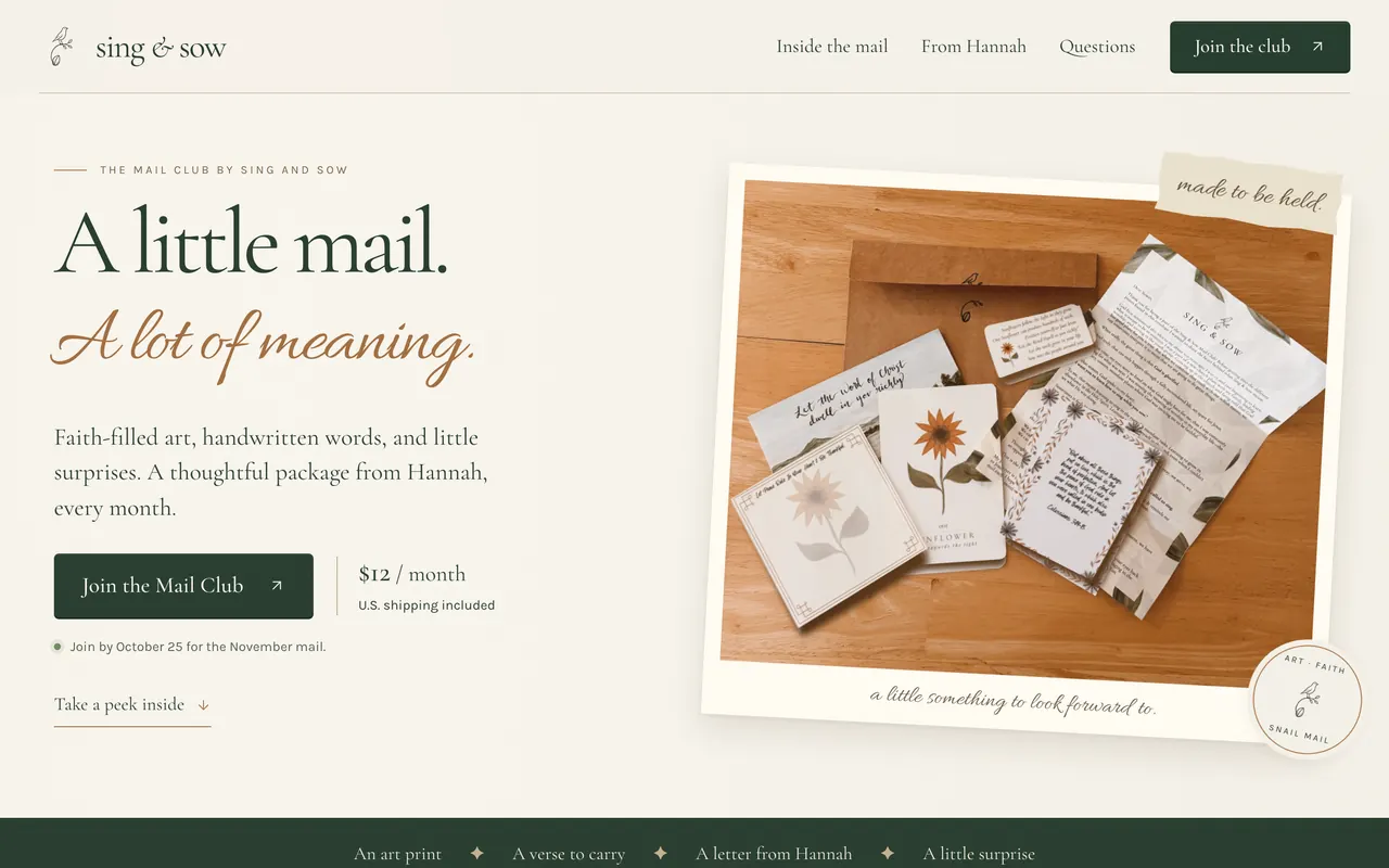 Sing and Sow website by GoldWare