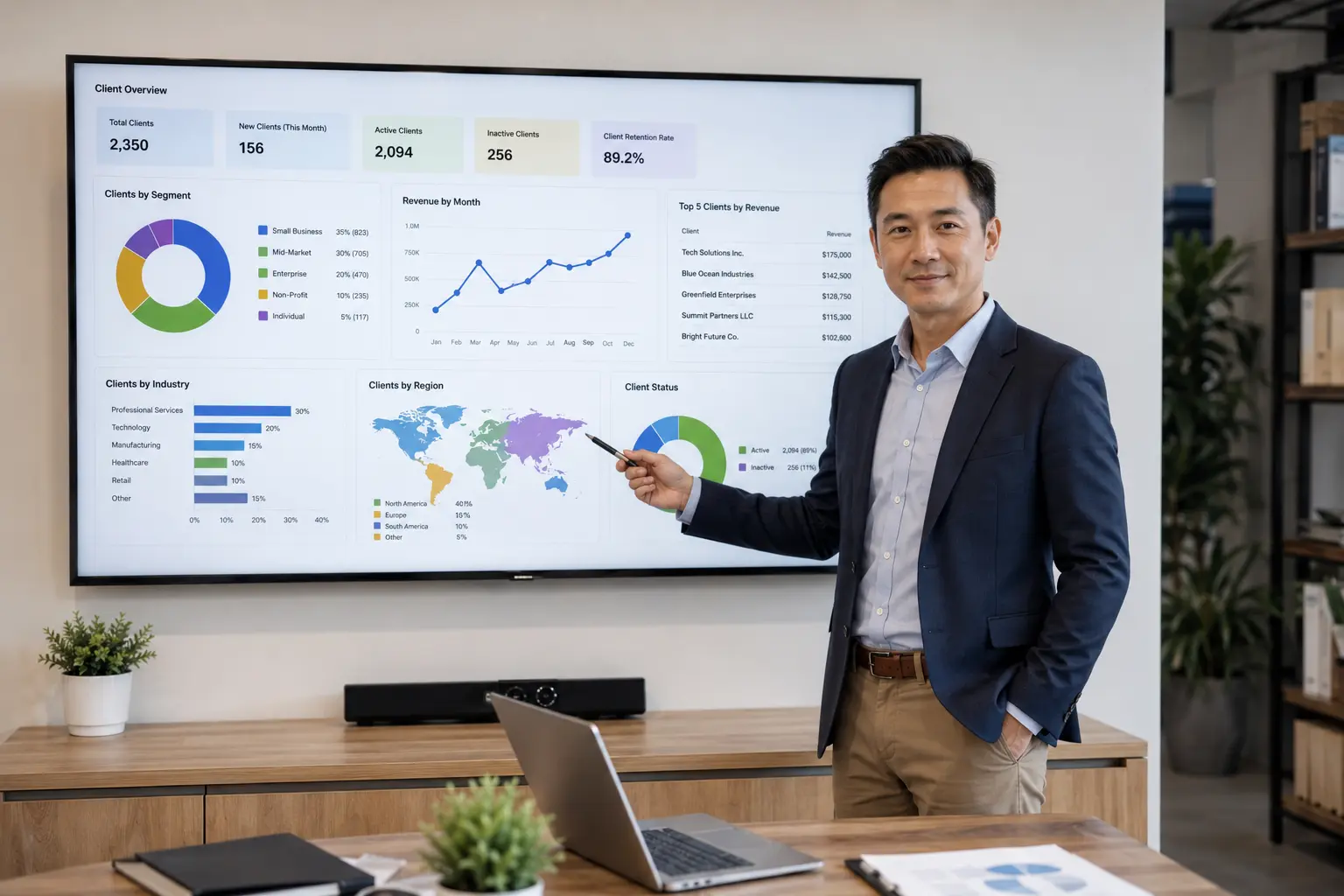 Accountant using AI-powered CRM to personalize client communication at scale