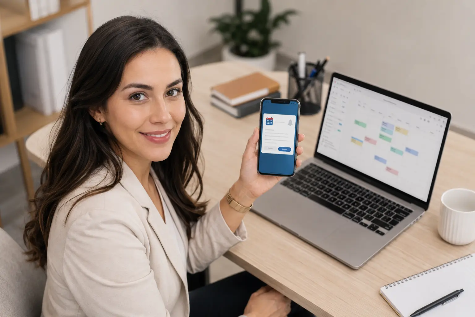 Accounting client receiving automated appointment reminder on phone reducing no-shows Accounting client receiving automated appointment reminder on phone reducing no-shows