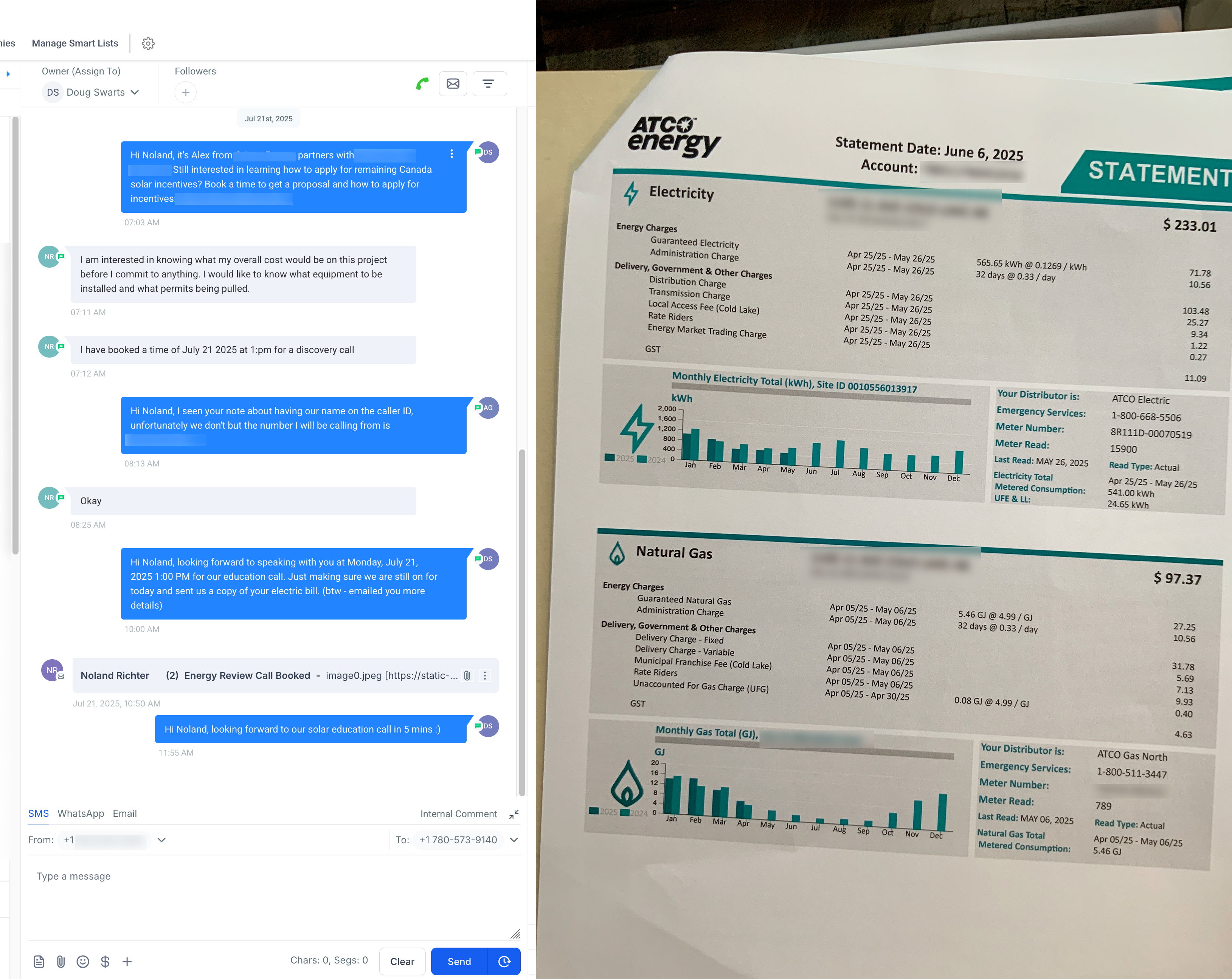 AI booking an aged lead and retrieving bill