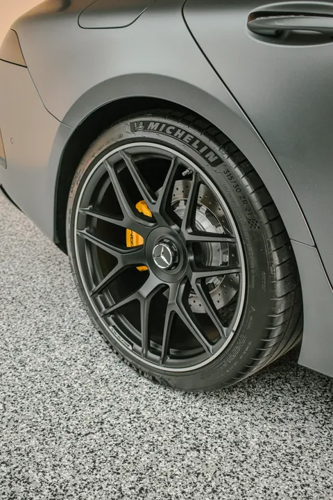 Clean Mercedes-AMG wheel and tire detail