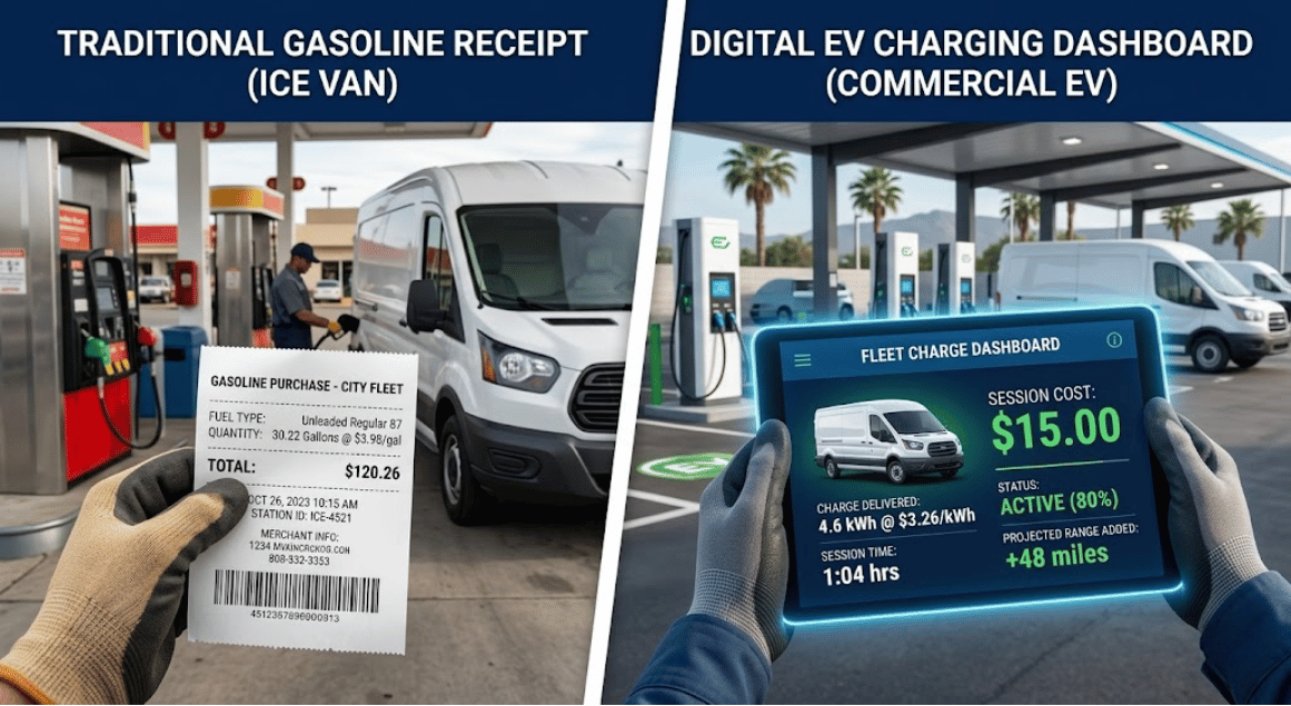 Fuel cost comparison for Miami commercial fleets gas vs electric 2026.