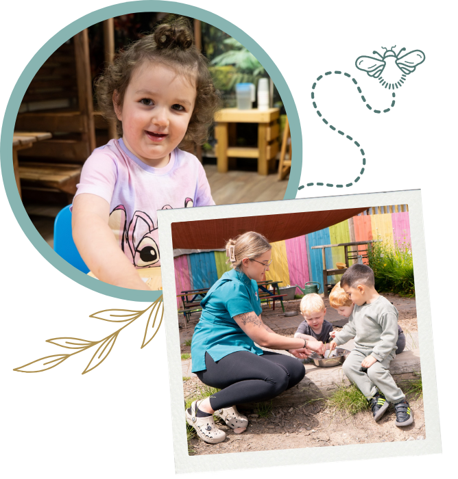 Ty Hapus Nursery child playing with female staff member in the garden