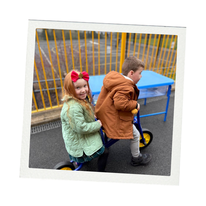 Children playing on bike outside
