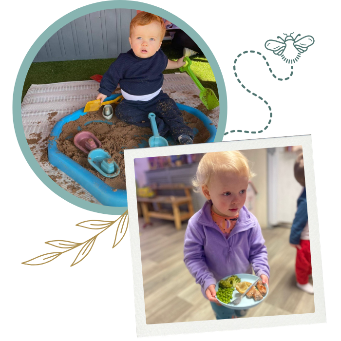 Ty Hapus Nursery child playing with female staff member in the garden