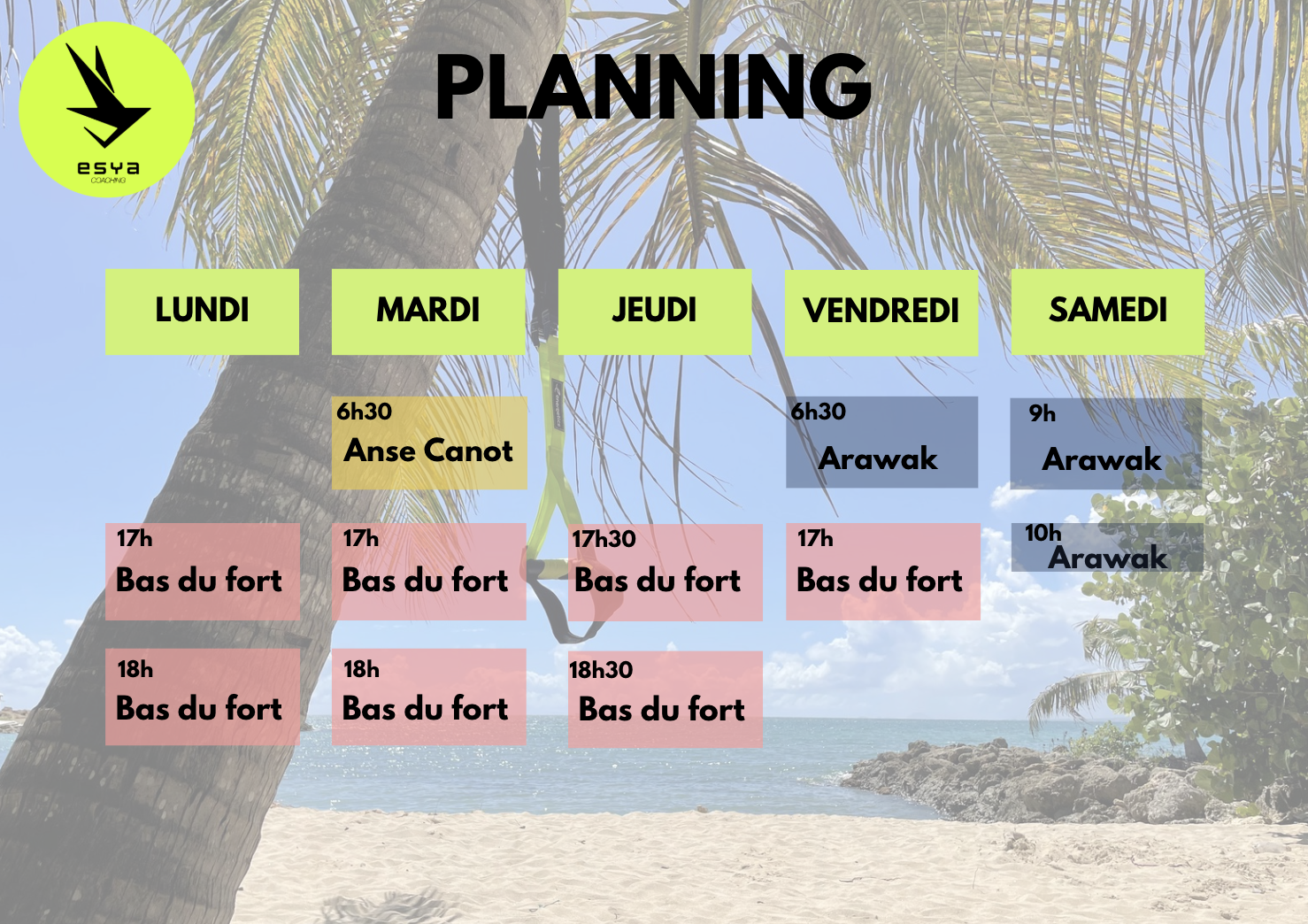 Planning des séances