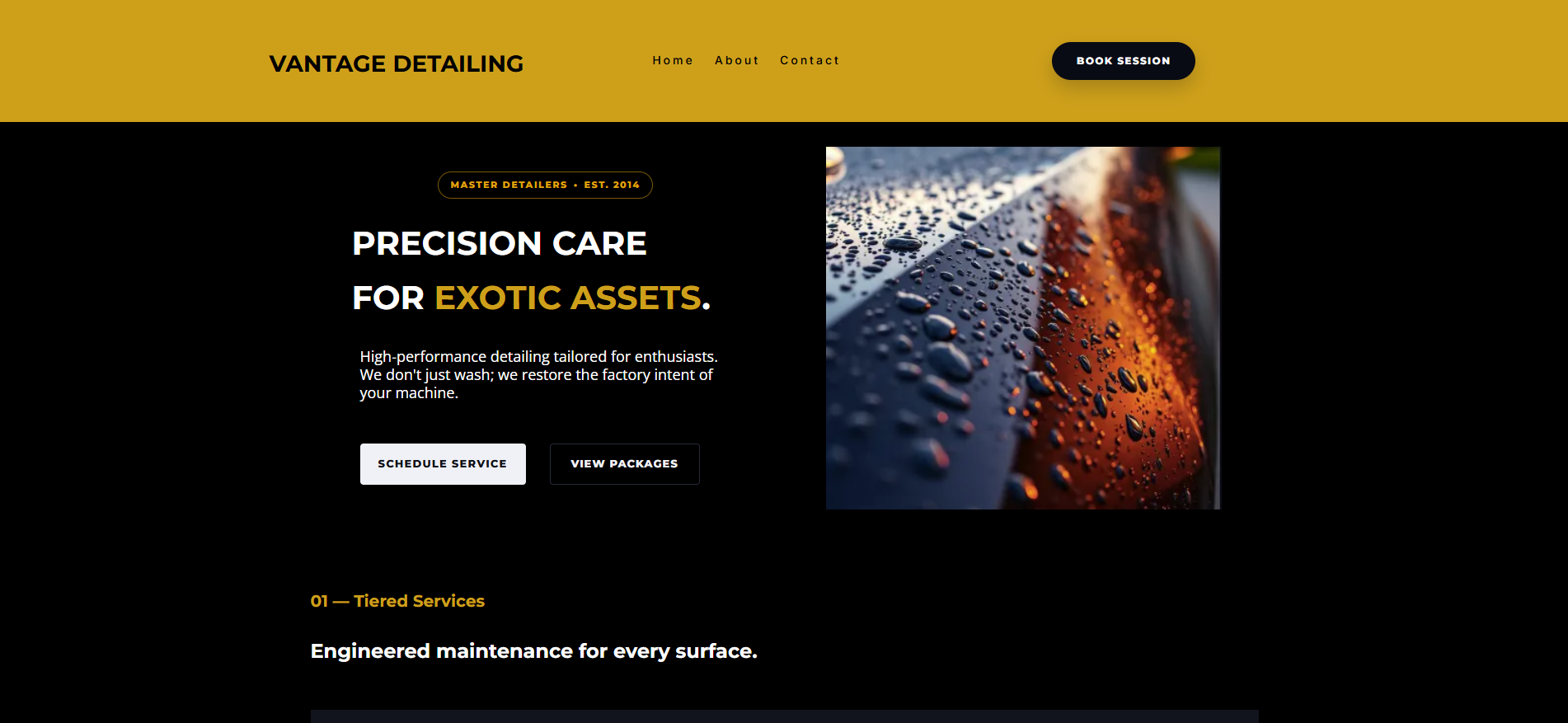 Vantage Detailing premium automotive service website design