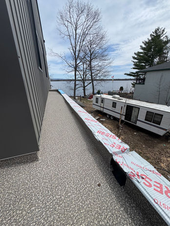 waterproof vinyl deck overlooking water