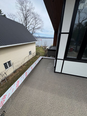 waterproof vinyl deck overlooking water