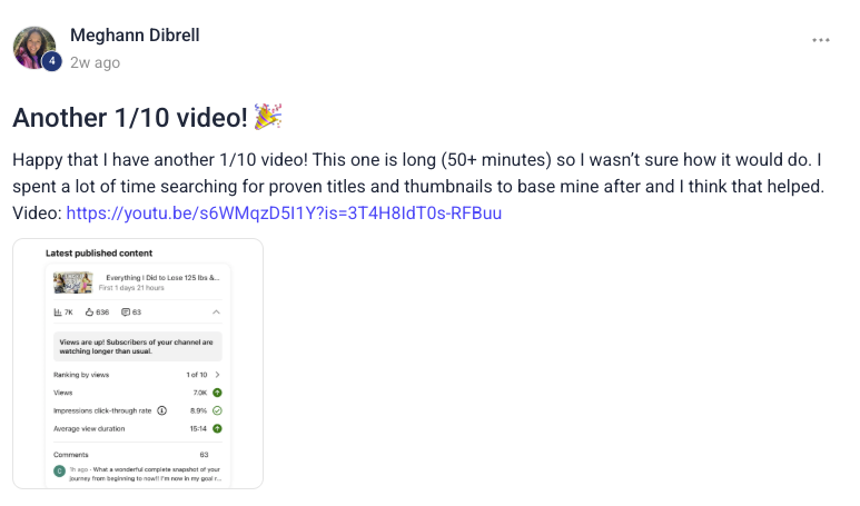 Meghan sharing a number-one ranked video