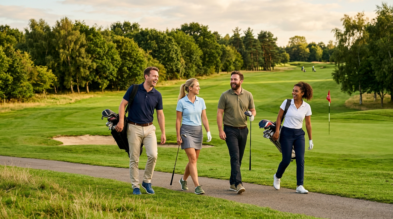 Golfers enjoying a fun round out on the course