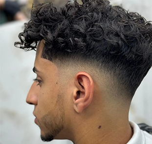 mid Skin fade and beard in barbershop 