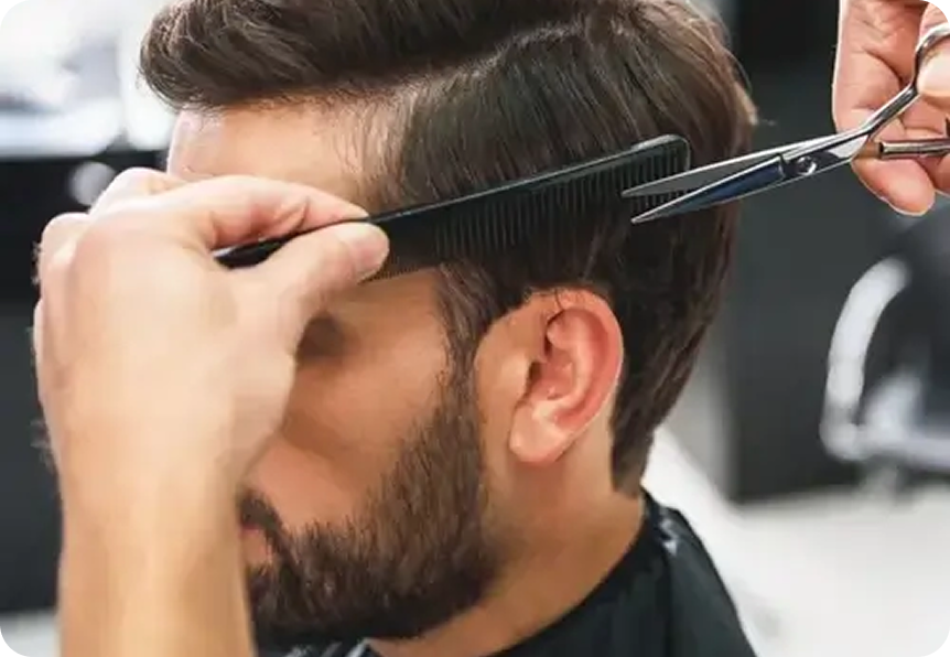 Full Scissor Haircut in Barbershop