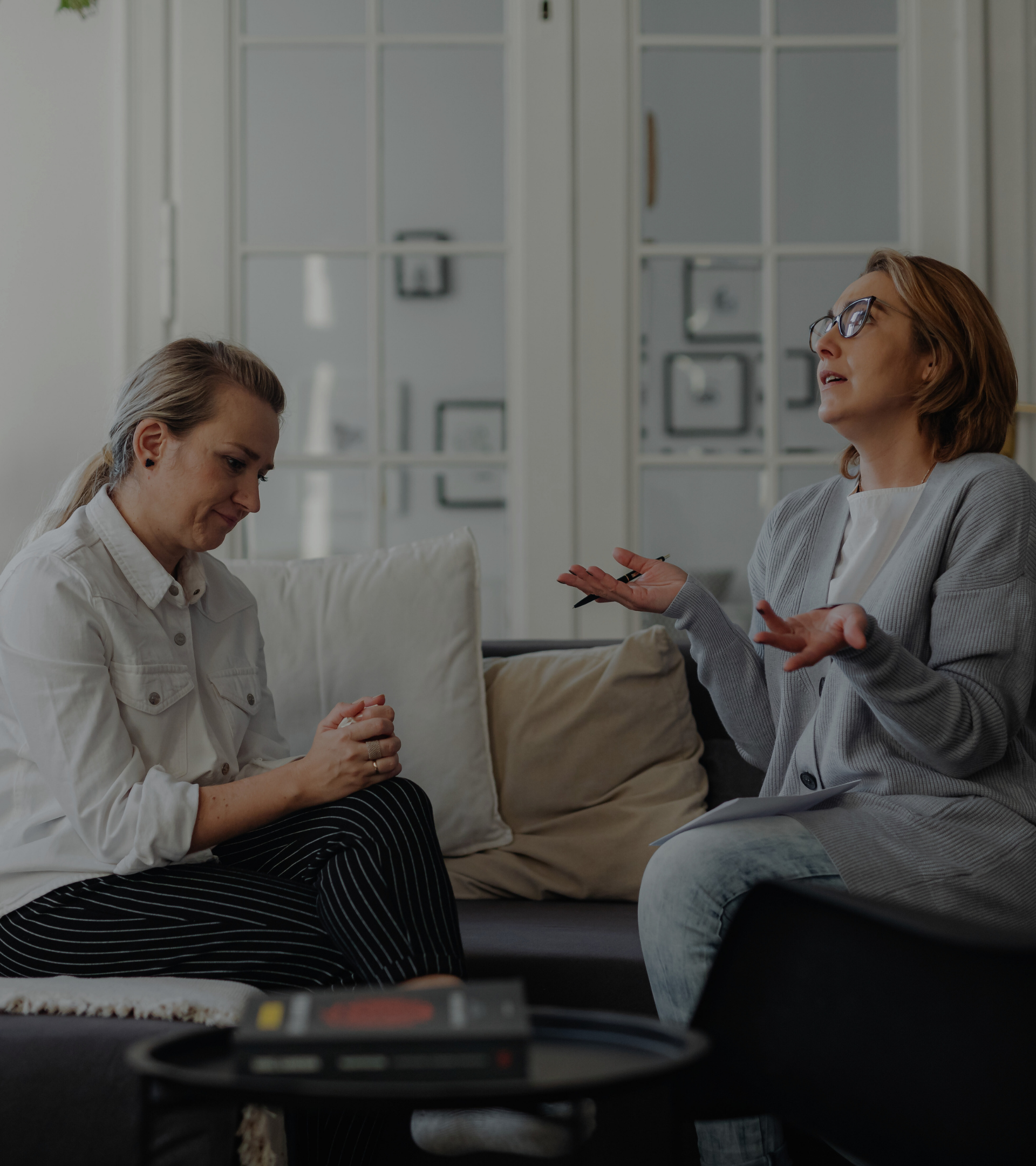 Two people discussing a financial decision