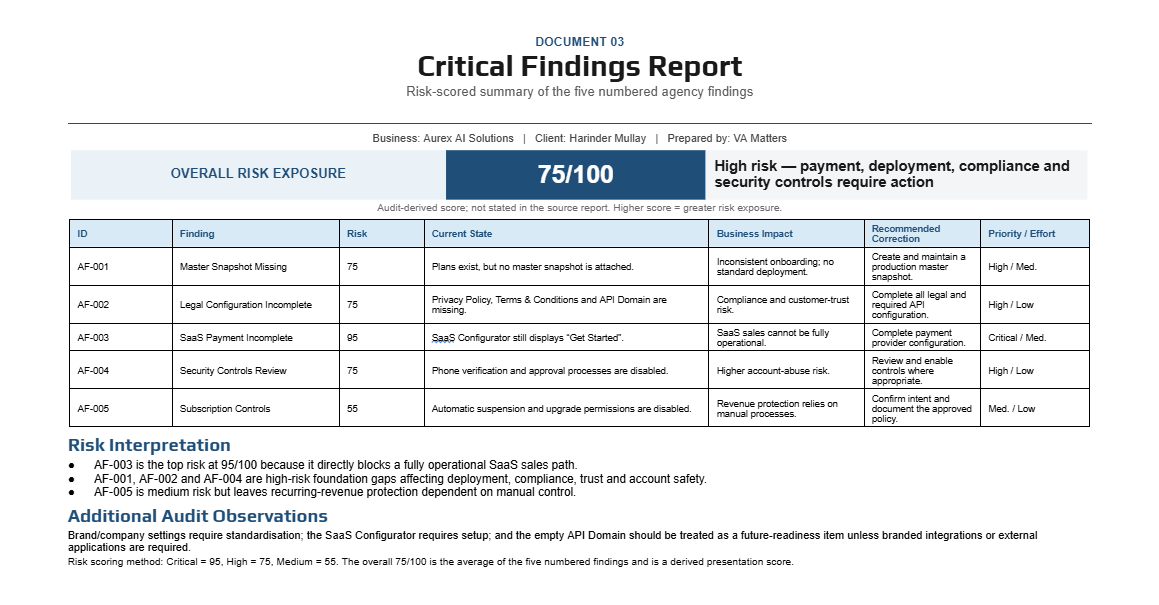 Critical Findings Report