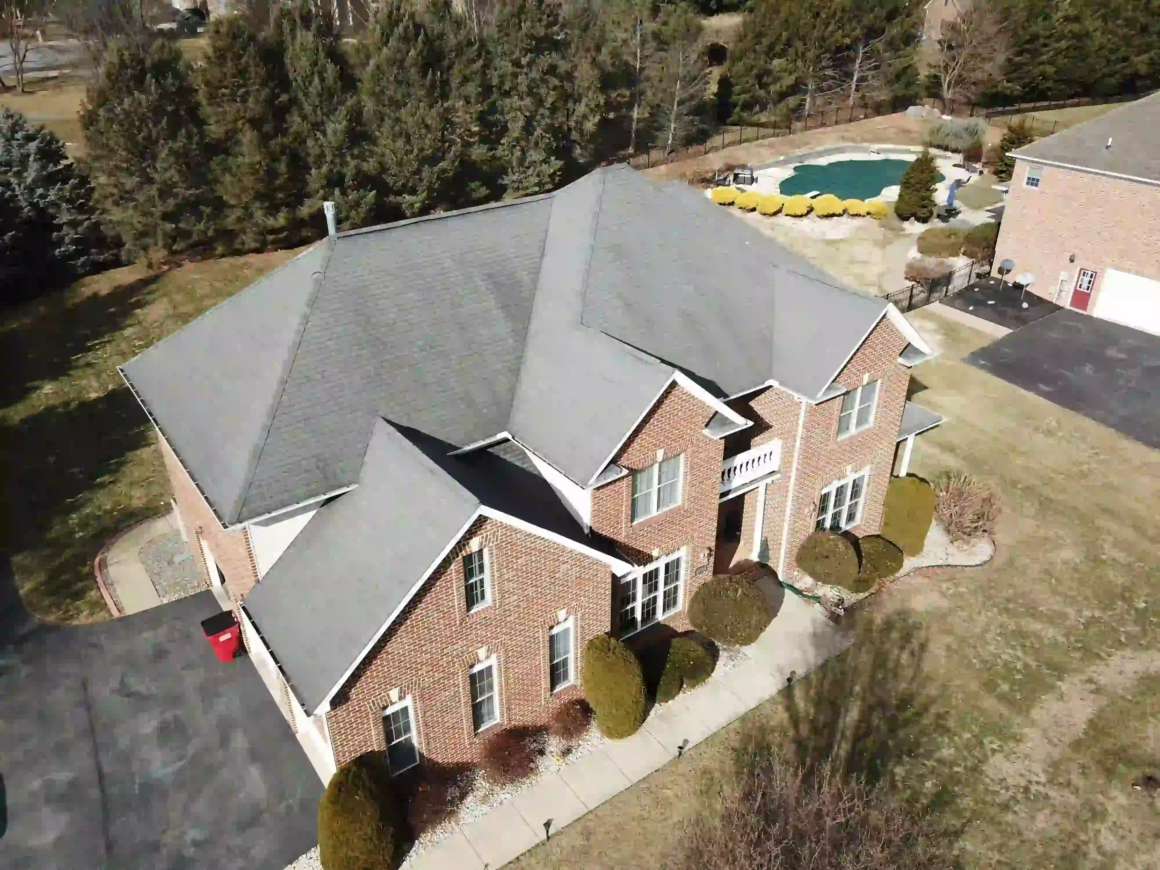 Roof and gutter replacement before in Fountainhead neighborhood, Hagerstown MD