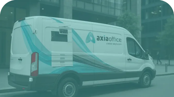 Axia Office branded service van parked on a Sydney street