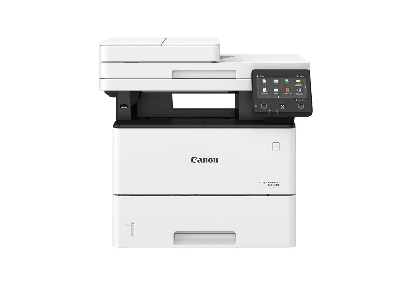 Canon A4 monochrome multifunction printer, product photograph on a white background